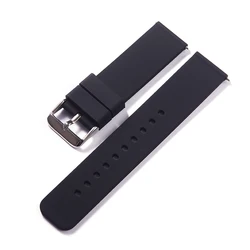 Premium Waterproof Silicone Watch Strap - Soft Rubber Wrist Bracelet Belt - 24mm (Black - silver)
