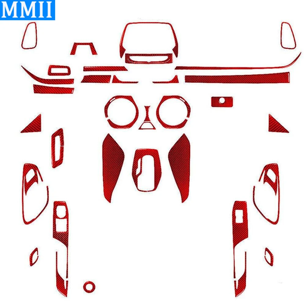 

35Pcs Red Carbon Fiber Full Inner Kit Cover Trim Car Interior Decoration Accessories Sticker For Chevrolet Camaro 2016-2022