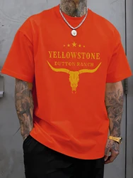 Yellow Stone Dutton Ranch Graphic Men's Casual Cotton T - Shirt - S (Orange)