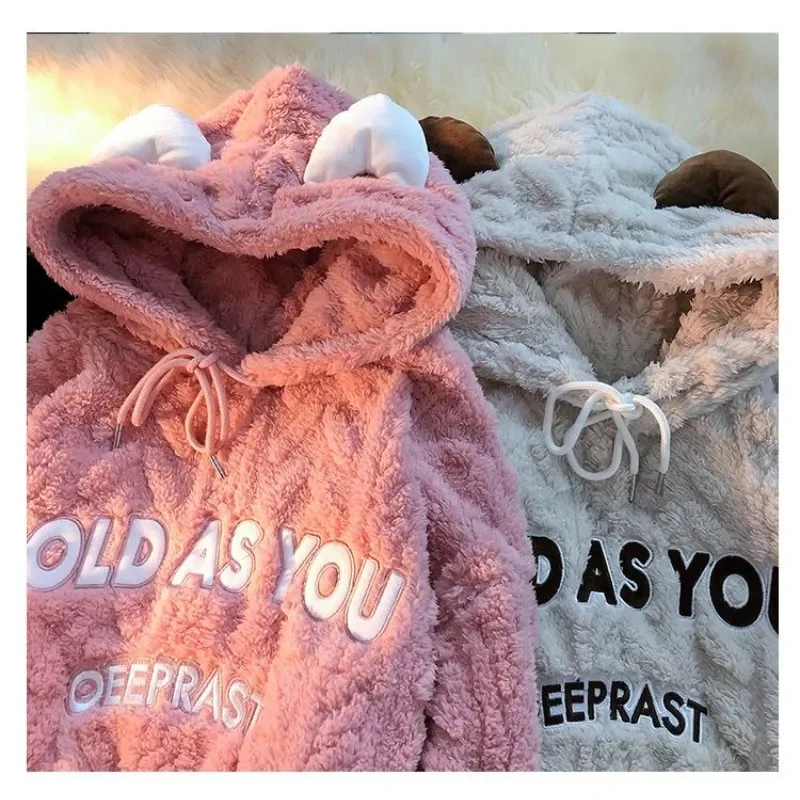 

Hoodie Cotton Clothing Women Cute Fun Bunny Ears Lamb Velvet Cotton Clothes New Fashion Loose Zipper Hoodie Warm Coat Streetwear