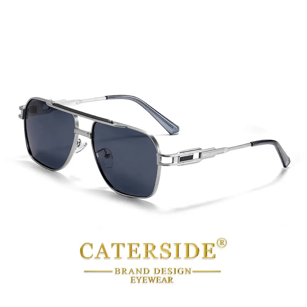 CATERSIDE Retro Herren Polarisierte Sonnenbrille Großen Rahmen Quadratische Personalisierte Sonnenbrille Frauen Reisen Business Geschenk Brillen UV400 – Detail 5