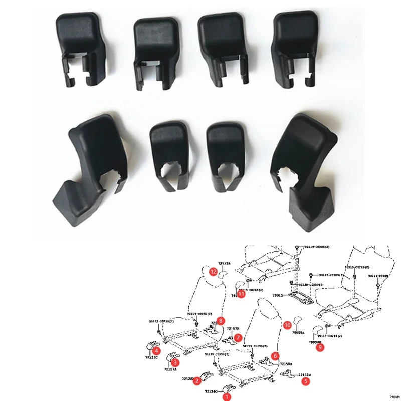 

1pcs Black Front Rear Seat Bracket Trim Cover Slide Screw Cap for Toyota land Cruiser Prado LC150 2010-2020 7-Seats Model