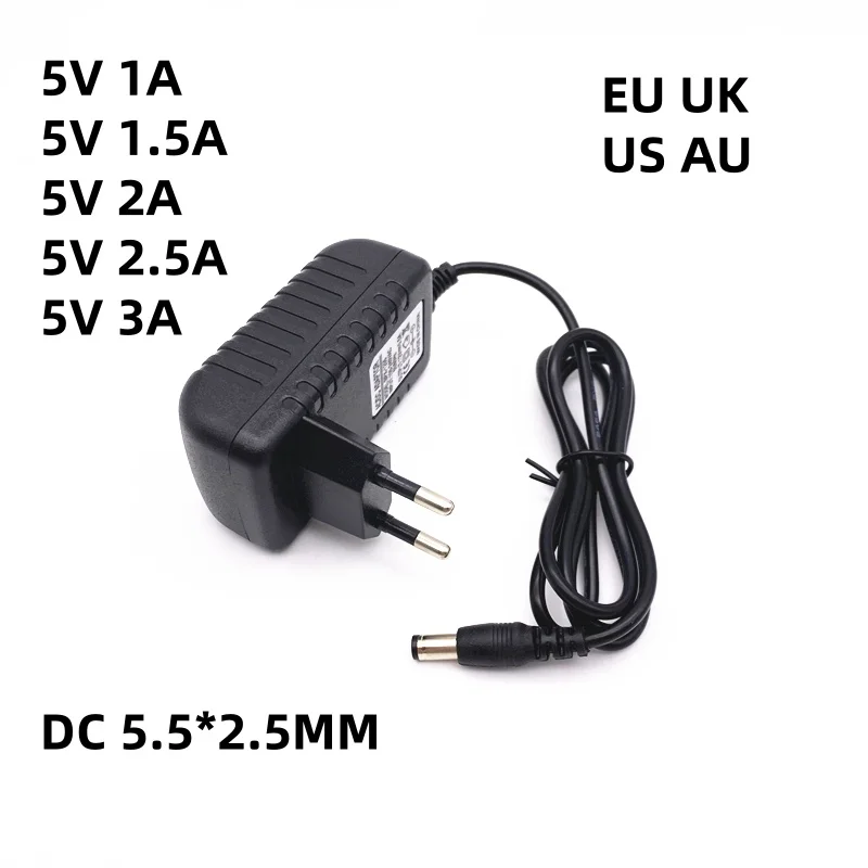 AC 110V-240V to DC 5V 1A 1.5A 2A 2.5A 3A Converter power Adapter Charger for LED light strips CCTV Cameras Router Speaker