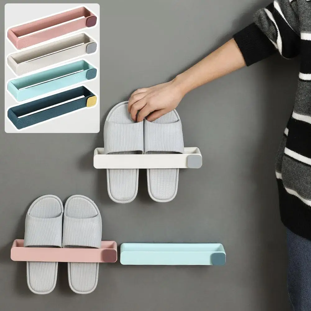 

Wall Mounted No Drilling Shoe Rack Bathroom Bedroom Hanging Shoe Accessories Wall Towel Storage Organizer Bathroom Door Hol D0T9