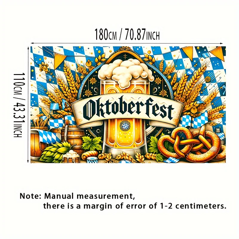 Oktoberfest Thema Banner 1 Stück-traditionelle deutsche Feier Hintergrund, Bier und Brezel Design – Detail 3