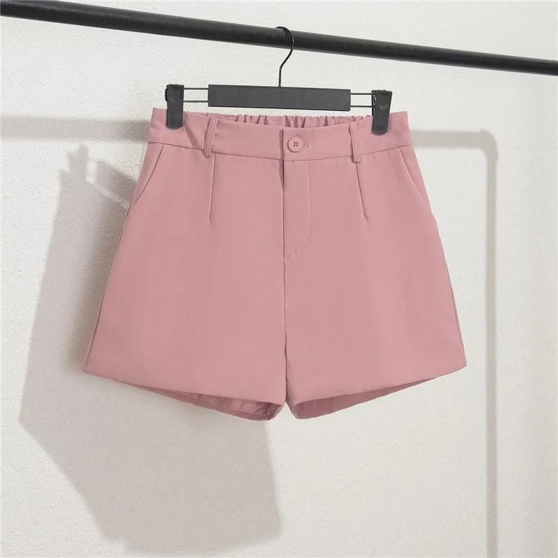 

2024 High Waisted Elastic Suit Shorts A-line Lining High-end Hong Kong Style Versatile Matching Women's Outerwear Short Pants