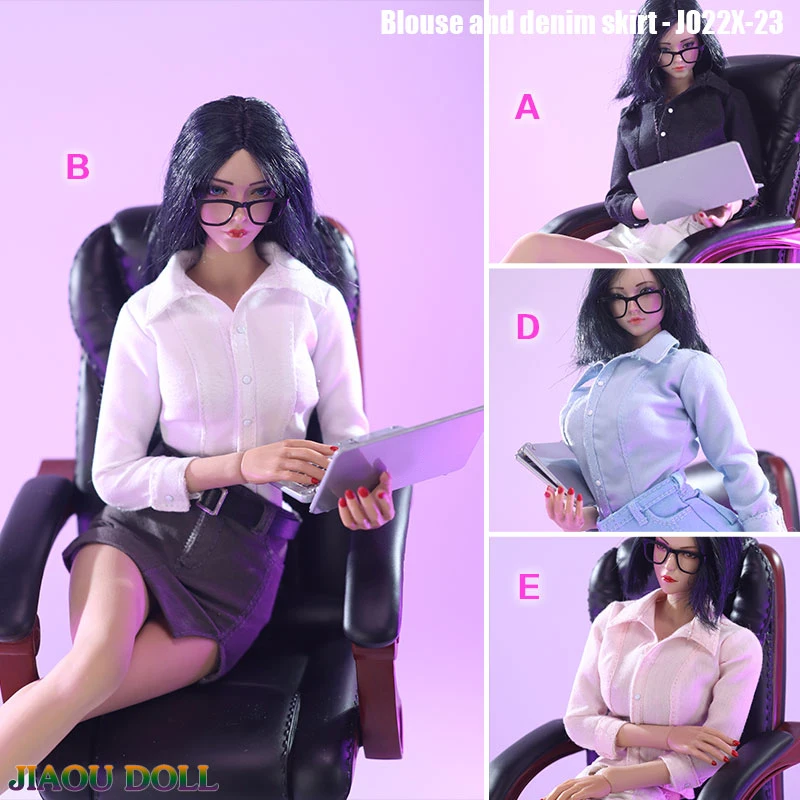

Женская блузка, джинсовая юбка, офисный костюм, рубашка, шорты, брюки, модель одежды, подходит для азиатских экшн-фигурок 12 дюймов, масштаб 1/6