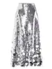 IEQJ 2025 Spring New Advanced Sequined Women's Skirt Solid High Waist A-line Ankle-Length Female Party Elegant Clothing 3XP48 4
