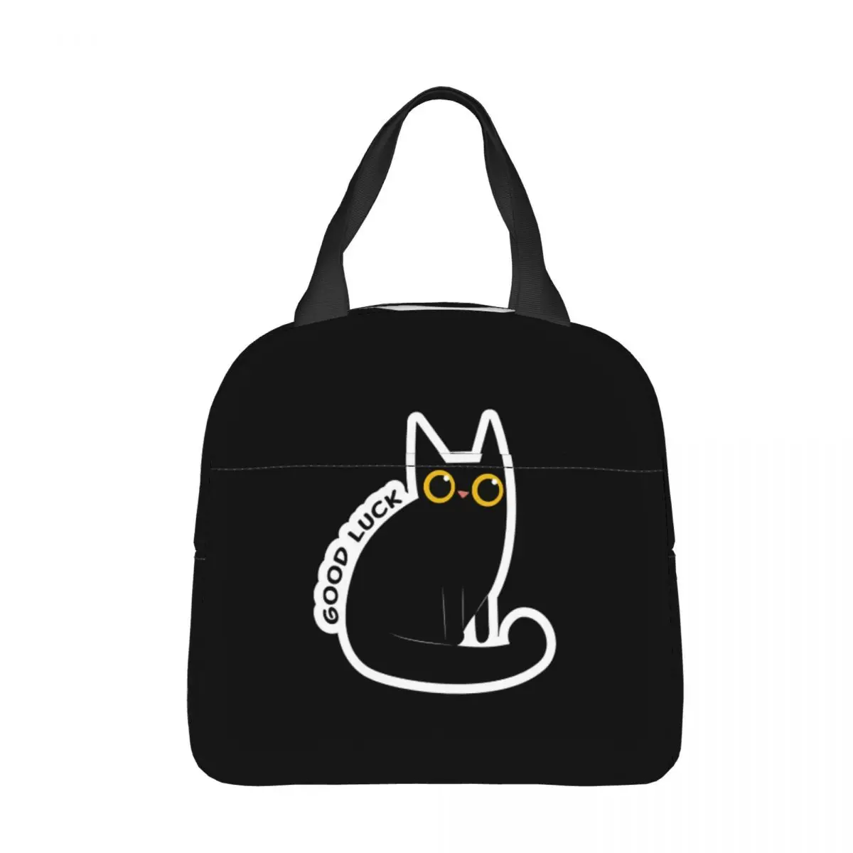 

Изолированная сумка для ланча с изображением черного кота на удачу, женская детская сумка-холодильник, термопереносной Ланч-бокс, сумка-тоут для льда