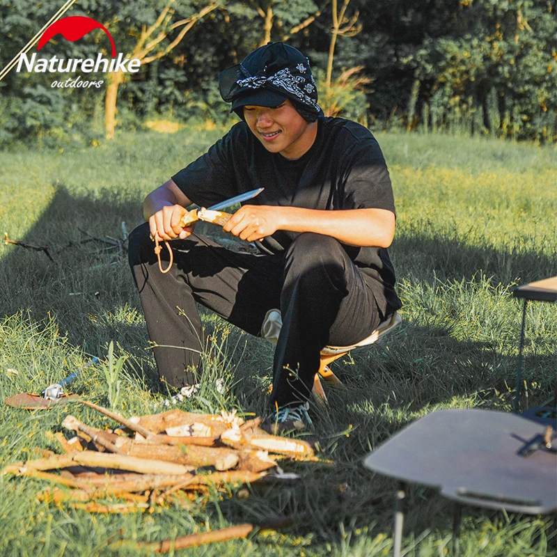 Naturehike Outdoor Folding Triangle Stool Canvas Wood Chair for Travel Picnic Camping Fishing Portable Ultralight Bearing 100kg