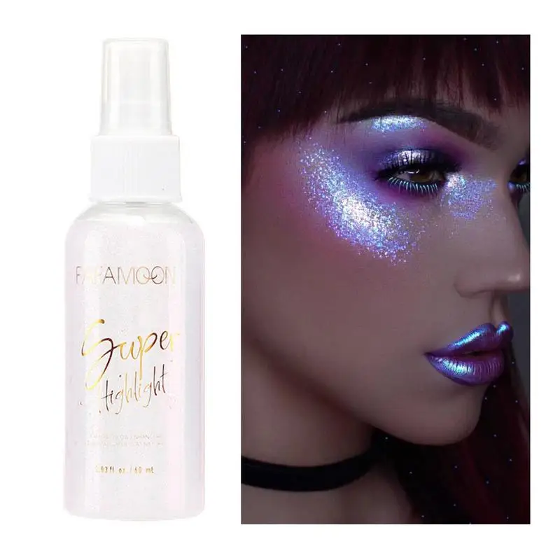 Highlighter Powder Spray High Gloss Glitter Powder Glitter Powder Spray Shimmer Sparkle Powder Face Body Highlighter 60ml 4