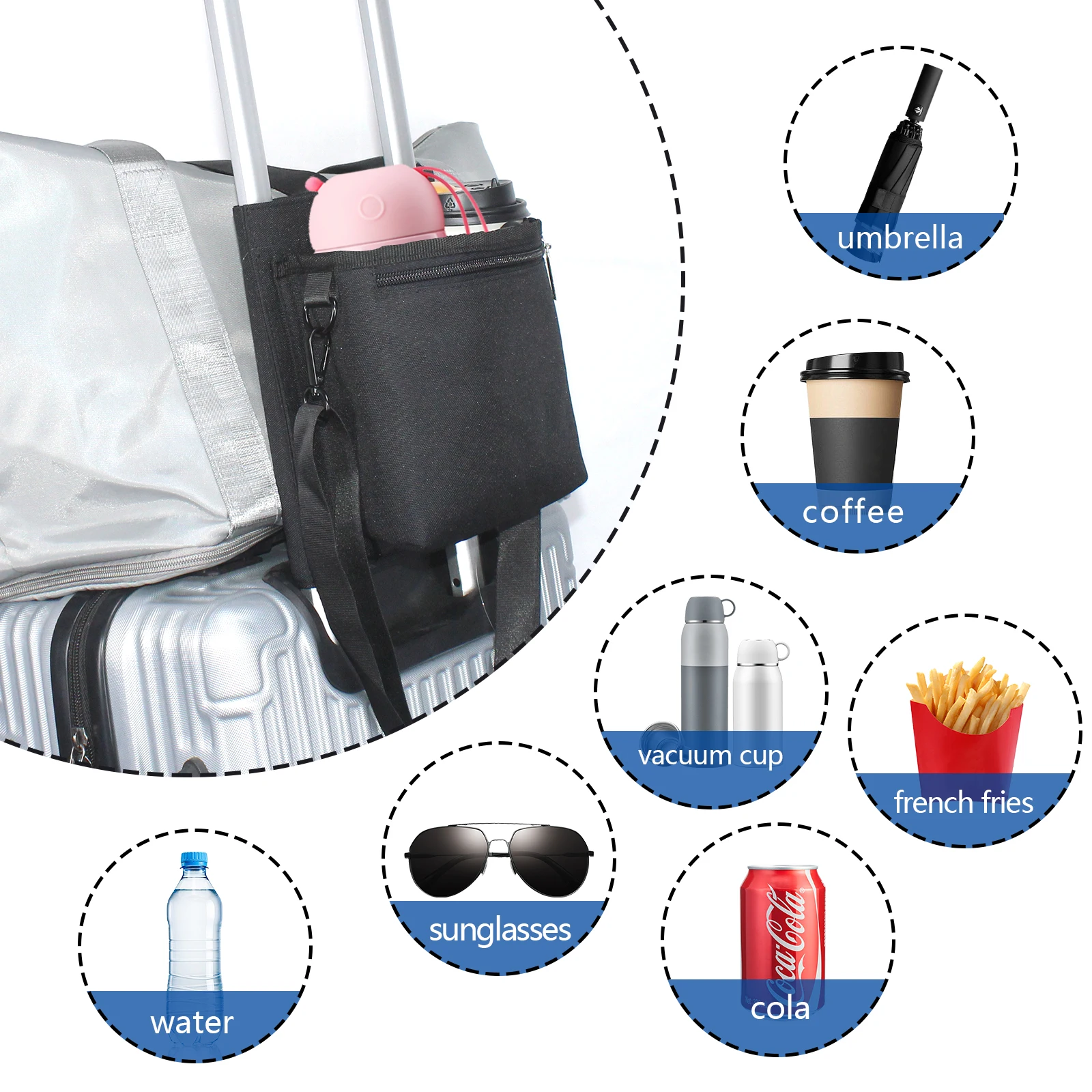 Luggage Cup Holder Travel Cup Holder with Luggage Shoulder Bag