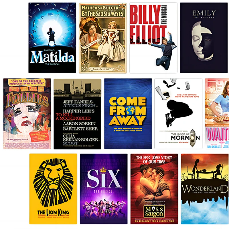 50Pcs Music Drama Postcards Wall Collages For Room Decor Vintage Musical Theatre Posters Decorative Music Bar Aesthetic Pictures home decor posters wall hangings decor