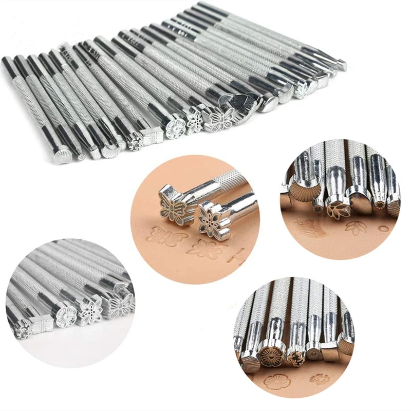 Pottery Stamps Leather Tools Embossing Stainless Steel Flowers Punch DIY Ceramic Manual Stamp Printing Mold Set pottery tools,pottery sculpting tools