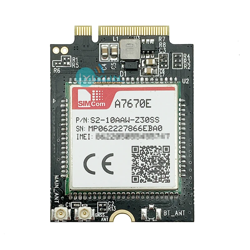 

Модуль SIMCOM A7670E LTE Cat1 M.2 для Европы, Кореи, LTE- FDD B1/B3/B5/B7/B8/B20 GSM 900/1800 МГц, совместим с SIM7000 SIM7070