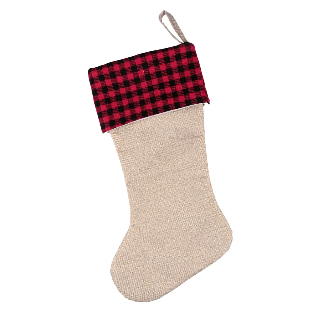 Christmas Decoration Supplies Red and Black Plaid Deer Christmas Stockings Christmas Tree Pendant Gift Bag Gift Bag