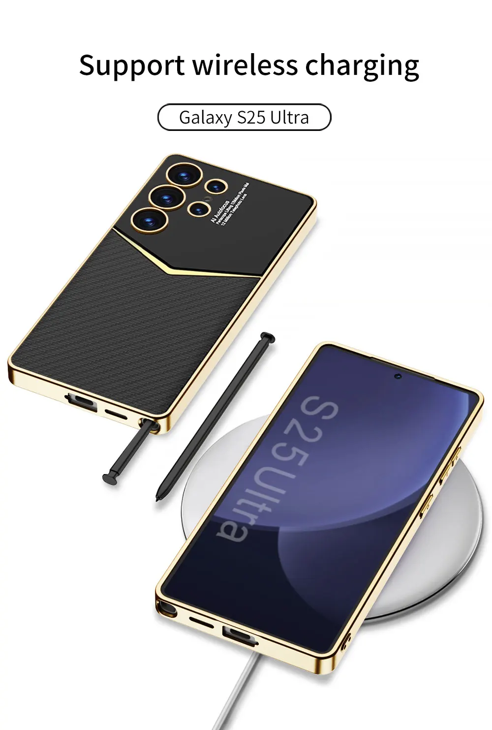 Luxury Leather Plating Case For Samsung Galaxy S25 Ultra Plus Camera Protective