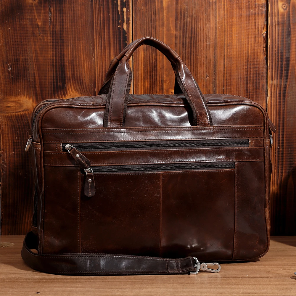 High grade genuine men's large capacity handbag 17 inch business computer case leather briefcase for men