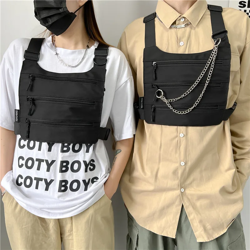 

Men Functional Tactical Chest Bags Women Street Hip Hop Tactical Fashion Vest Bag Chest Rig Packs Male Chain Backpack