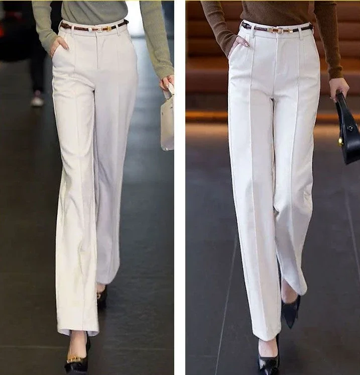 Straight Leg Work White Baggy Loose Tailoring Clothes High Waist Office Female Pants Trousers for Women Aesthetic All Medium 90s