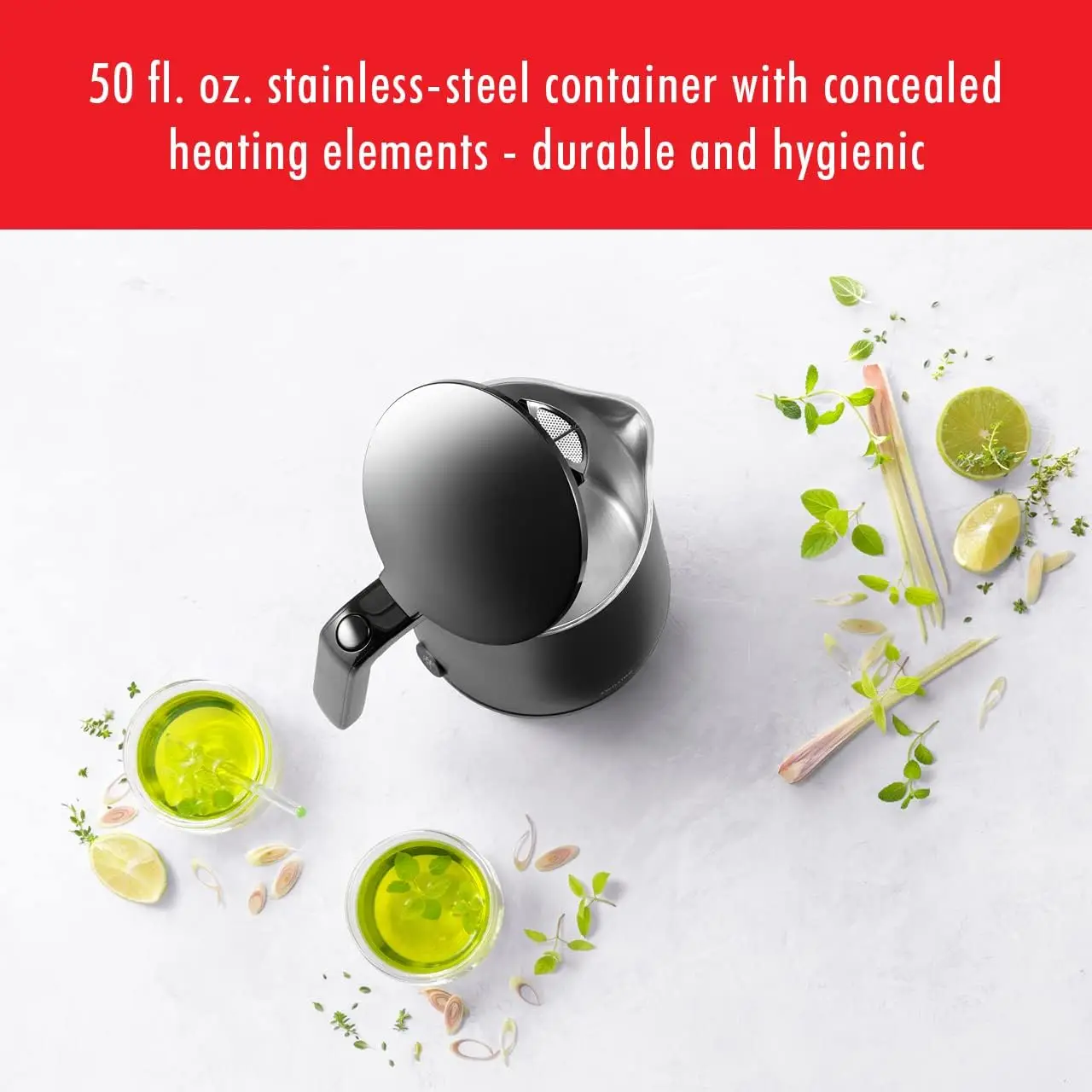 Enfinigy 1.5-Liter Cool Touch Stainless Steel Electric Kettle Pro, Tea Kettle, White