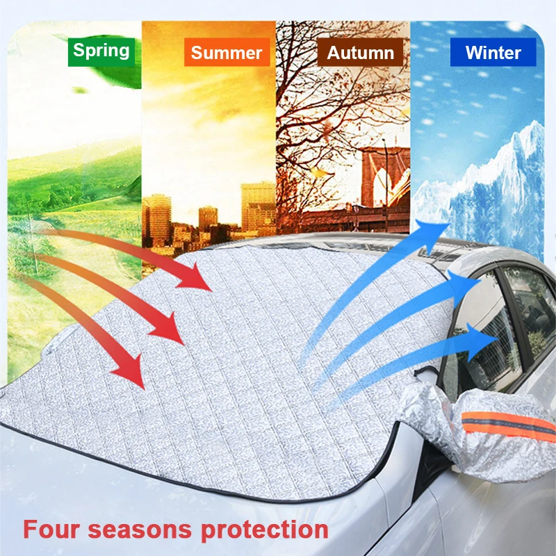 SEAMETAL Large Windshield Snow Shield 9-Magnet Front Window Protection Cover Waterproof Winter Car Snow Cover for Suv Sedan Mpv