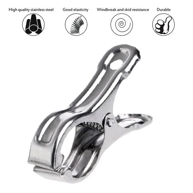 20 db Rozsdamentes Acél Nagy Tengerparti Törülköző Klipek Többcélú Ruhacsipeszek Ruhák Csapok Fogas Bilincs Háztartási Ruhacsipesz - Image 4