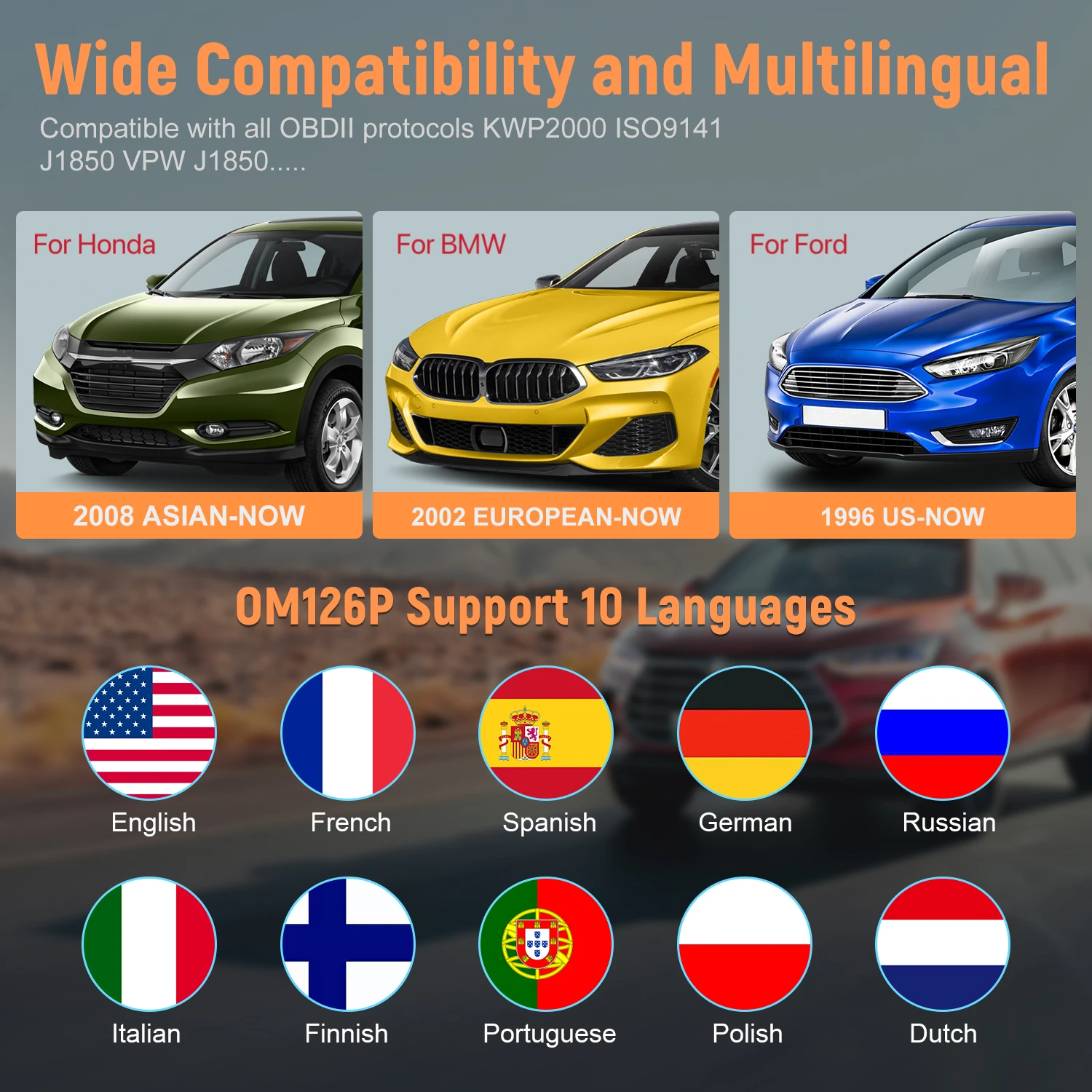 2024 Autophix OM126P Professional Car OBD2 Diagnostic Device Car Scanner Error Reader Check Engine Light for All OBDII Car After 6
