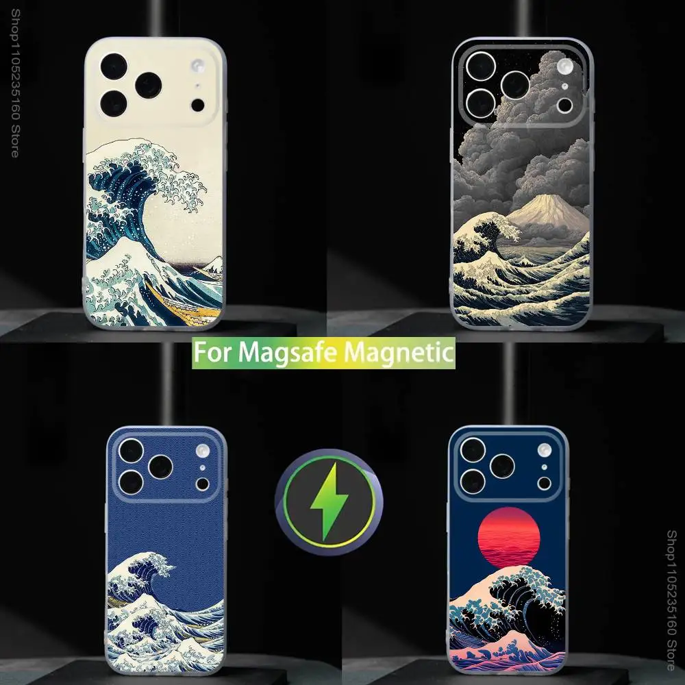 Great Wave Off K-Kanagawa für iPhone 11,12,13,14,15,16,17,Pro,Max,Plus,Mini,SE4,E Handyhülle mit kabelloser Magsafe-Ladefunktion