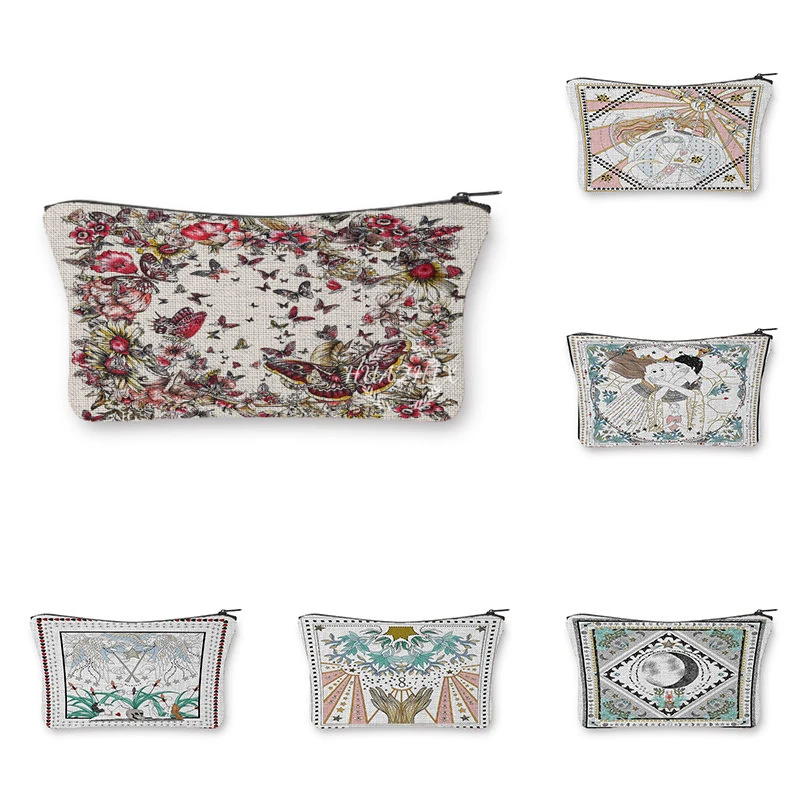 

Personalized Cosmetic Bag Tarot Printed Bridesmaid Makeup Case Fashion Women Cosmetics Organizer Colorful Storage Lady Bag