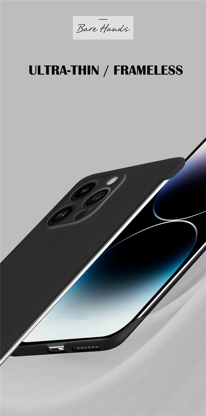 Custodia rigida per PC con retro trasparente e senza cornice, per iPhone 14, 15 Plus, 13, 12 Mini, 11 Pro, X, XR, XS Max, custodie sottili antiurto_voghion.com