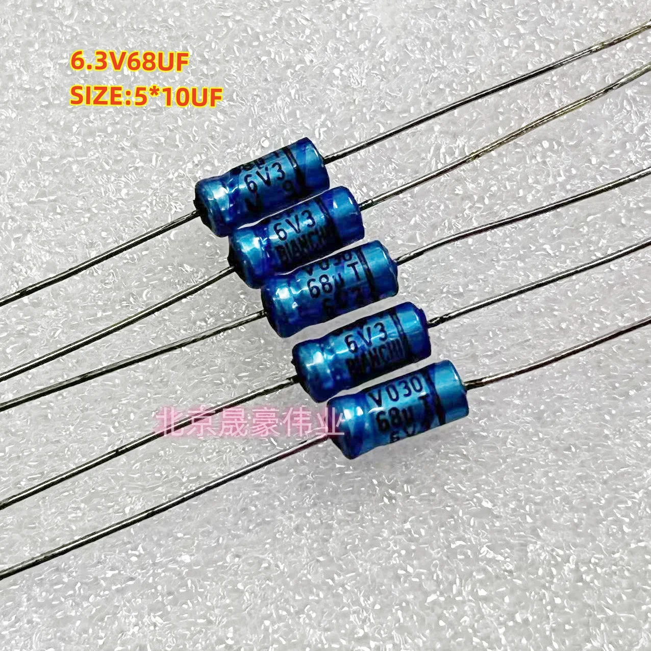 10pcs 6.3V68UF 6.8UF/100V Axial Audio Electrolytic Capacitor 100V6.8UF 030 Series 68UF/6.3V Size: 5 * 10mm