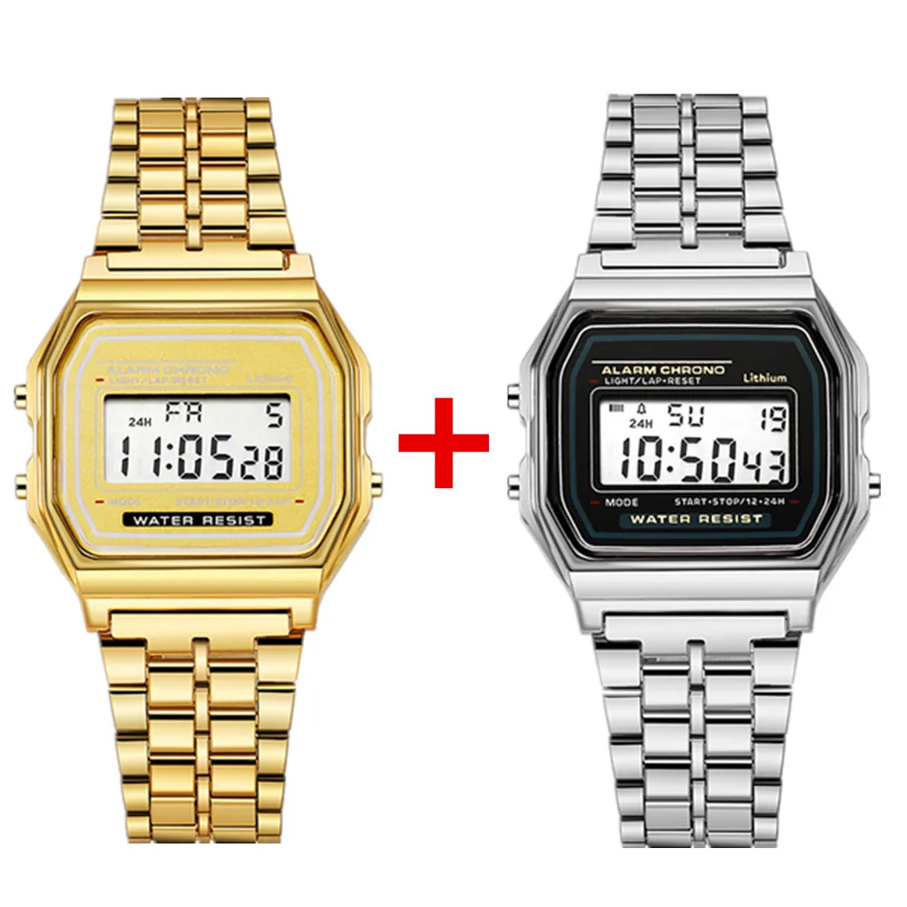 2 قطع الأزياء الرقمية الرجال الساعات الذهب الفاخرة...