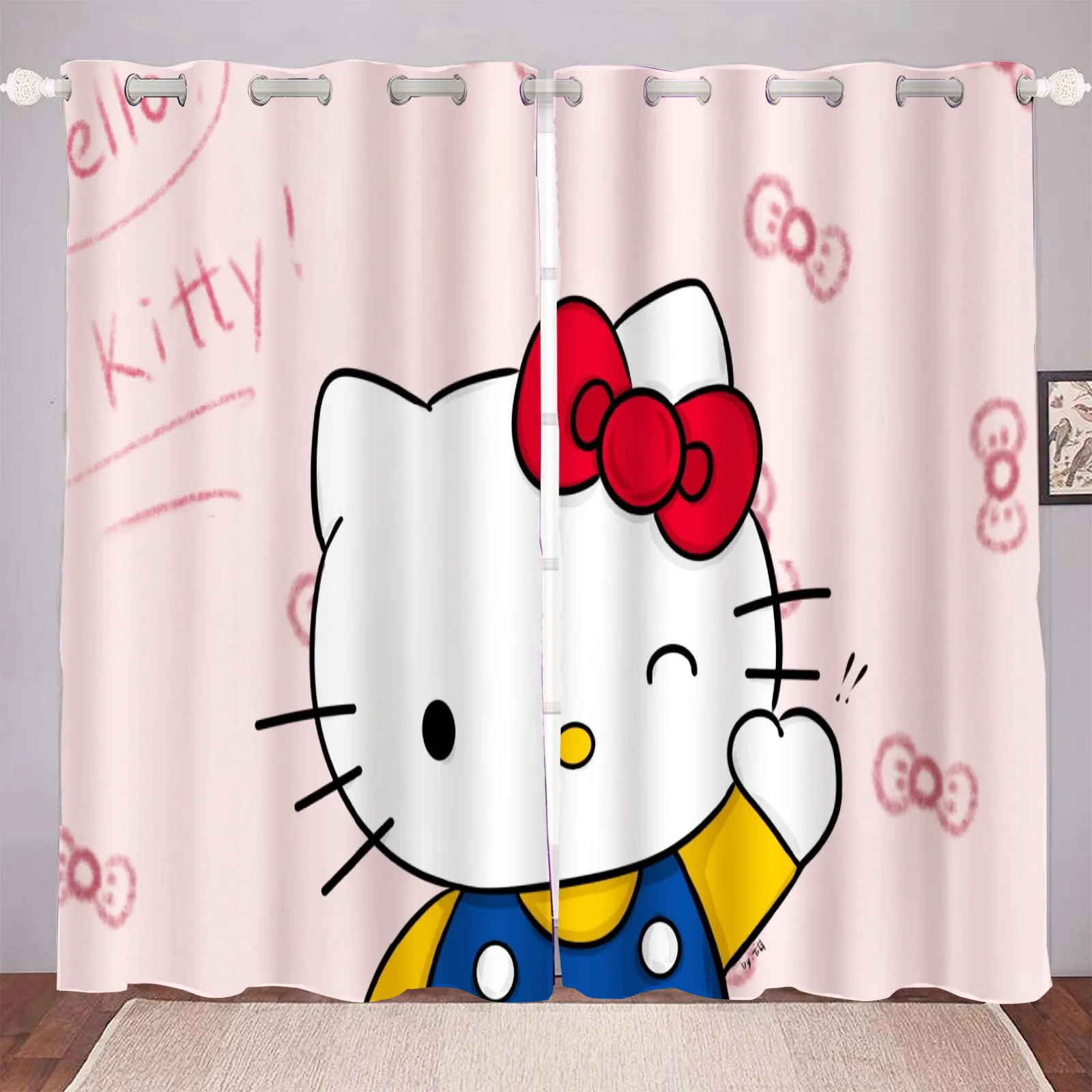 

MINISOhello Kitty Living Room Blackout Cartoon Curtains, Animated Curtains, Customisable Home Nursery, Window Treatments