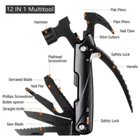 12 In 1 Portable Multi Tools Claw Hammer Lifesaving Hammer Knife Multi-Function Stainless Steel Pliers Hand EDC Tools 2