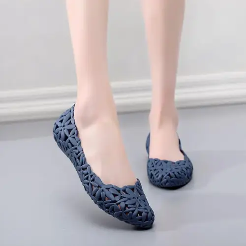 여성용 플라스틱 젤리 비치 슬리퍼, 할로우 아웃 플랫 바닥, 미끄럼 방지 샌들, 여성용 캐주얼 신발, 2023 여름 패션 2