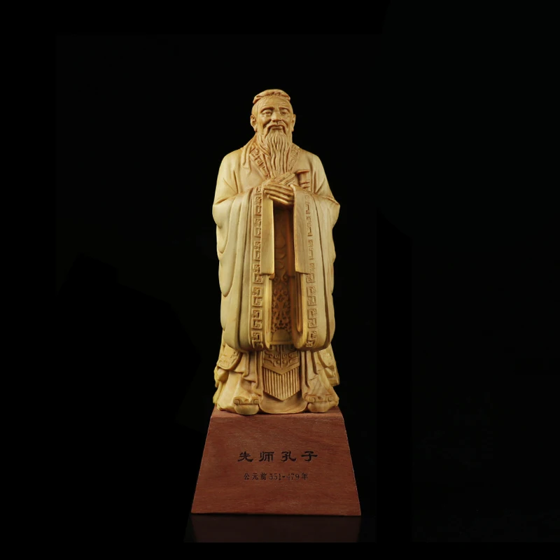 

Chinese Style Confucius statue wood carving handmade wooden Confucius,red wood base,master Kong statue Christmas Gift home decor