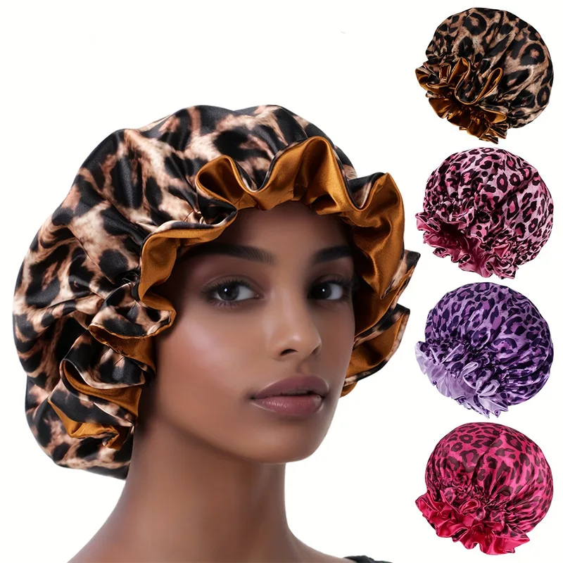 Gorro de Satén para Dormir, Gorro de Seda para el Cabello, Gorro de Dormir Suave para Mujeres con Cabello Natural y Rizado