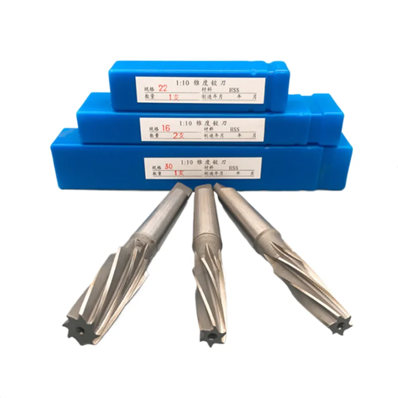 1: 10 spiral groove taper machine reamer HSS taper shank reamer 8-46mm, used for cutting and grinding holes in machine tools 5