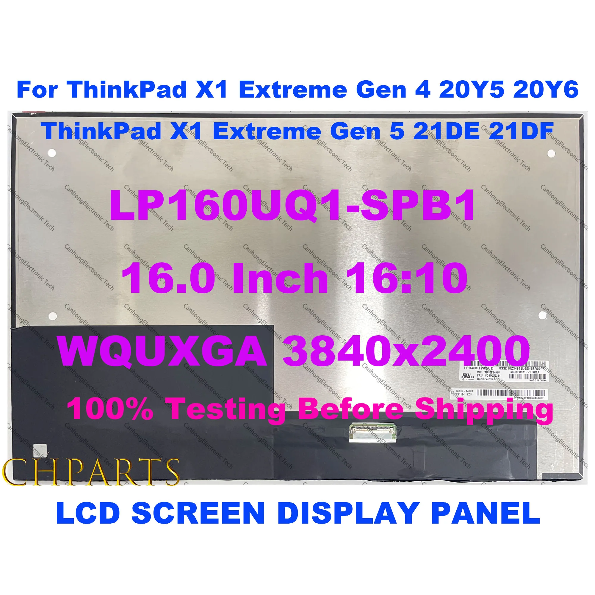 

ЖК-экран 16,0 дюйма 16:10 WQUXGA 3840x2400 для ThinkPad X1 Extreme Gen 4 20Y5 20Y6 Gen 5
