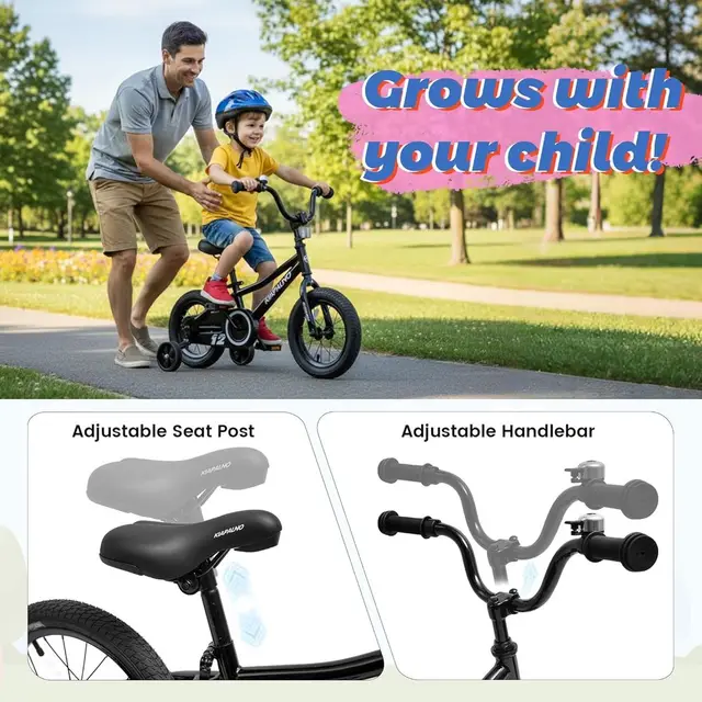 Children's BMX-Style Bikes, 12-20 Inch, with Removable Training Wheels for Ages 2-10, Ideal Birthday Gift