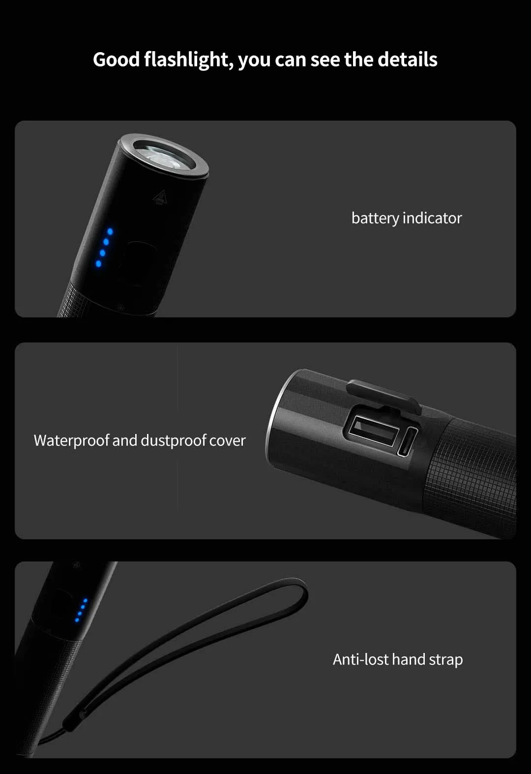 Xiaomi Nextool Outdoor Strong Light Straight Flashlight