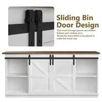 TV Stand for 65 Inch TV, Entertainment Center with Storage Cabinets and Sliding Barn Doors, Mid Century Modern, Customized 4