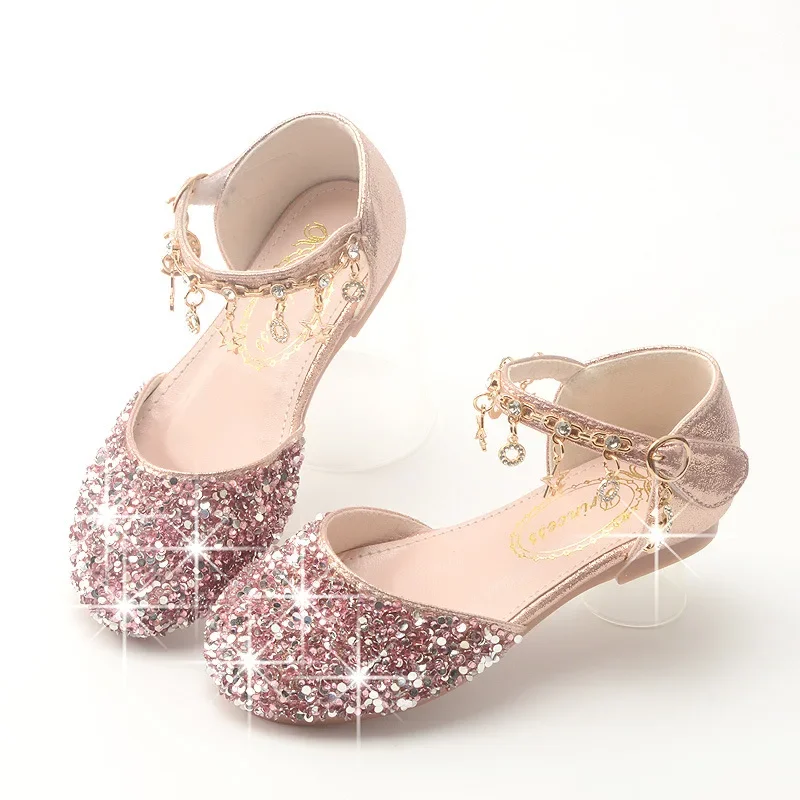 Girls Leather Shoes for Children Wedding Dress Princess School Shoes Kids Summer Student Sandals Fashion glitter shoes