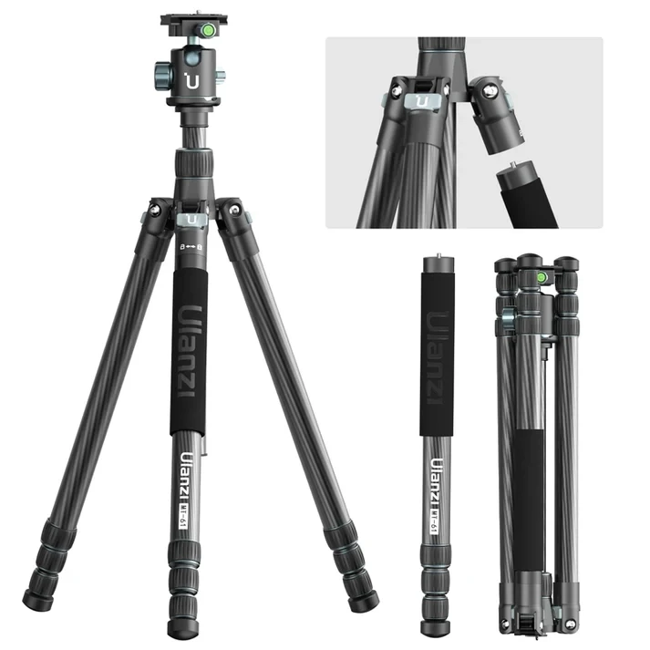 Ulanzi MT-61 탄소 섬유 경량 여행용 삼각대, 디지털 카메라 삼각대, 최고 품질의 카메라 스탠드, 최대 174cm
