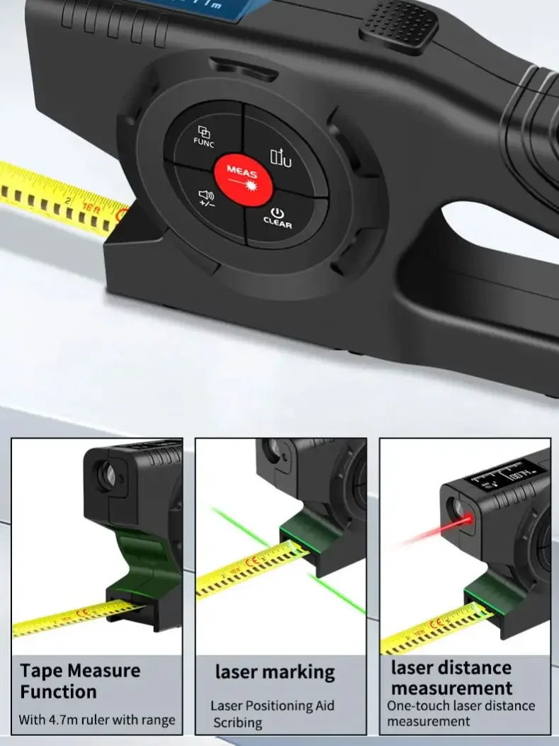 Snakol Digital Distance Meter 50M 70M 100M 120M Rangefinder Electronic Ruler Laser Tape Measure with Green Laser Line Marking