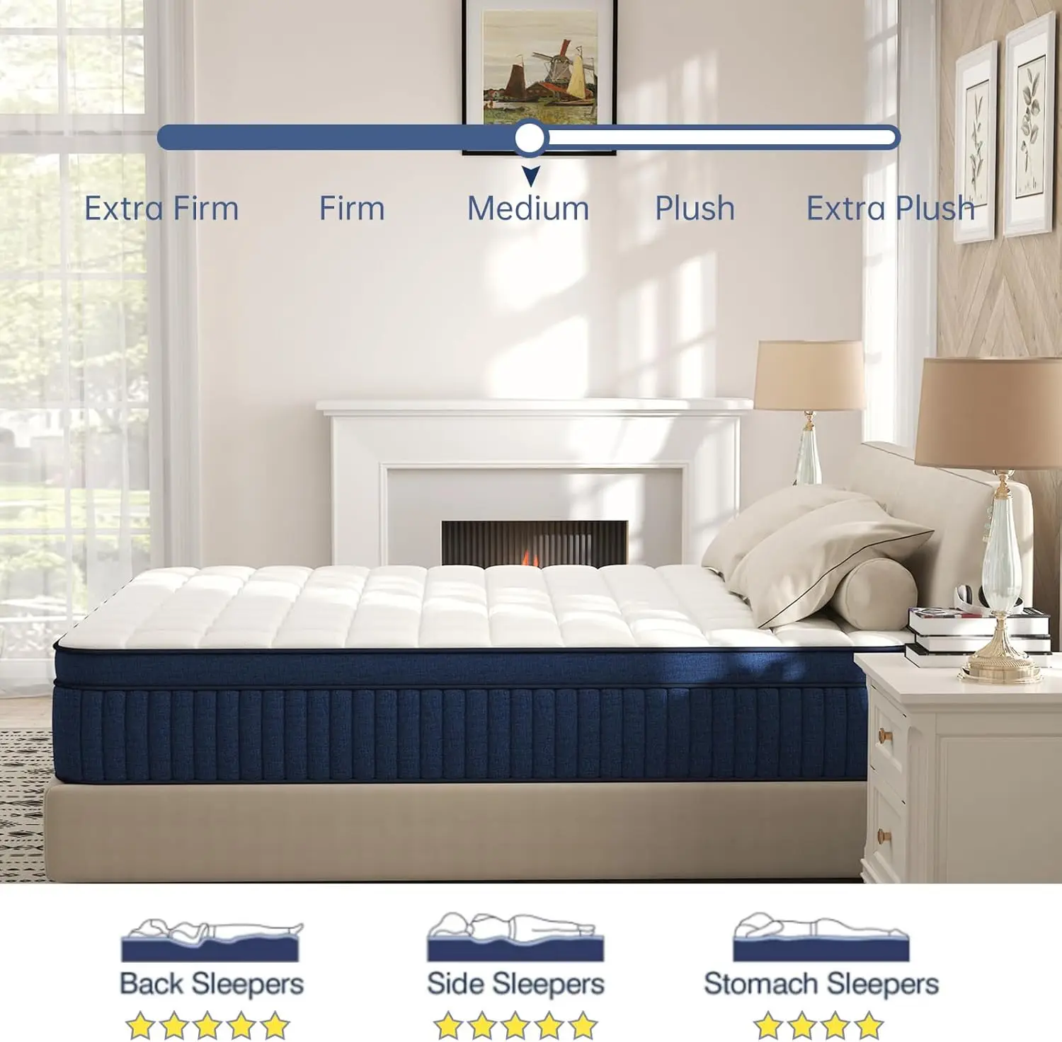 California King Mattress 14 Inch King Mattress in a Box Hybrid Ultimate Motion Isolation with Memory Foam