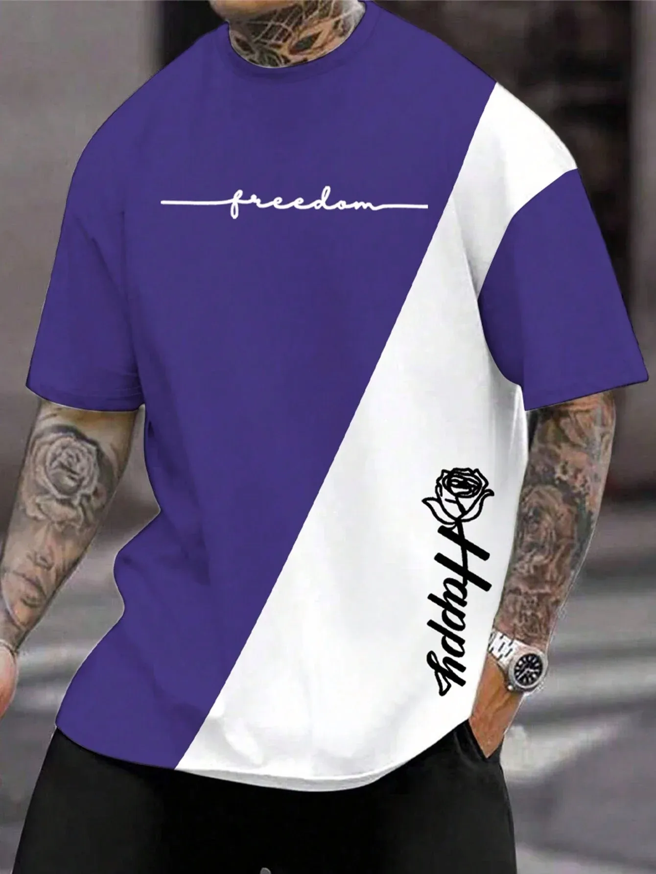 3D Printed T Shirts Men's Clothing Fashion Letter&Flower Short Sleeve Tee Casual Oversized