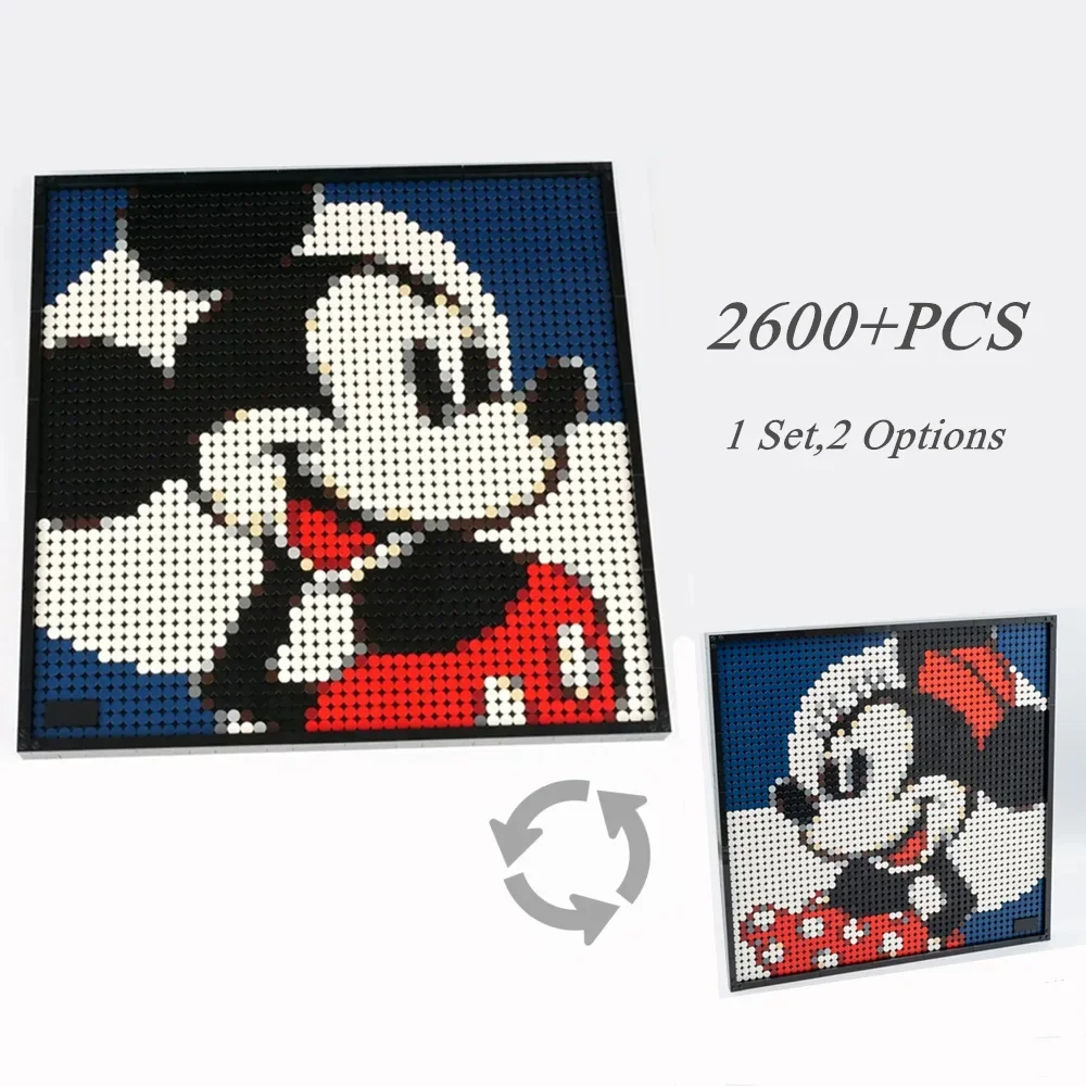 2600 Pz Mickey Minnie Mouse Wall Decor Avatar Pixel Art Mosaico Pittura Modello Building Block Brick Gift Giocattoli Per Bambini
