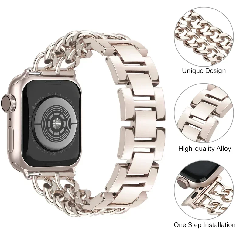 애플 워치 밴드용 링크 팔찌, 울트라 2, 49mm, 40mm, 44mm, 41mm, 45mm, 금속 스테인레스 스틸, 아이워치 스트랩 시리즈 9, 8, 7, SE, 6, 5, 4, 3